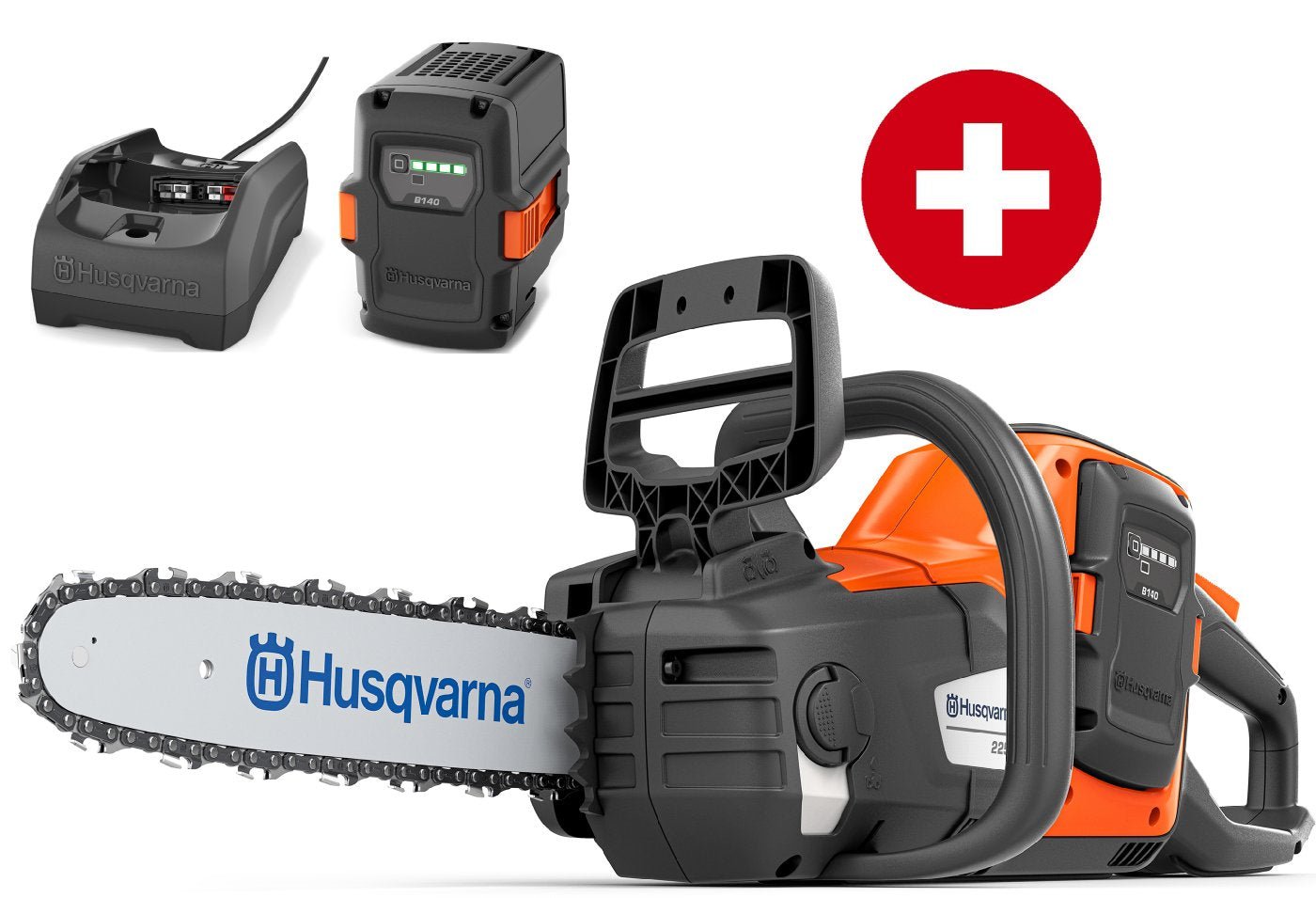 Husqvarna_225i_mit_Akku_B140_und_Ladegeraet_C8.jpg Husqvarna Akku-Motorsäge 225i mit Akku B140 und Ladegerät C80 – Bild 1